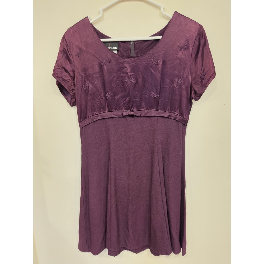 Y2K My Michelle Womens Small Plum Embroidered Fit Flare Dress Grunge Whimsigoth